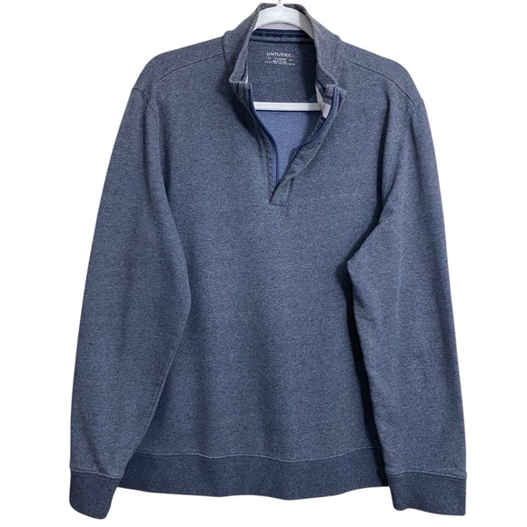UNTUCKit Men’s Corral Heathered‎ Blue Quarter Zip Long Sleeve Sweater Size XL - Picture 2 of 8